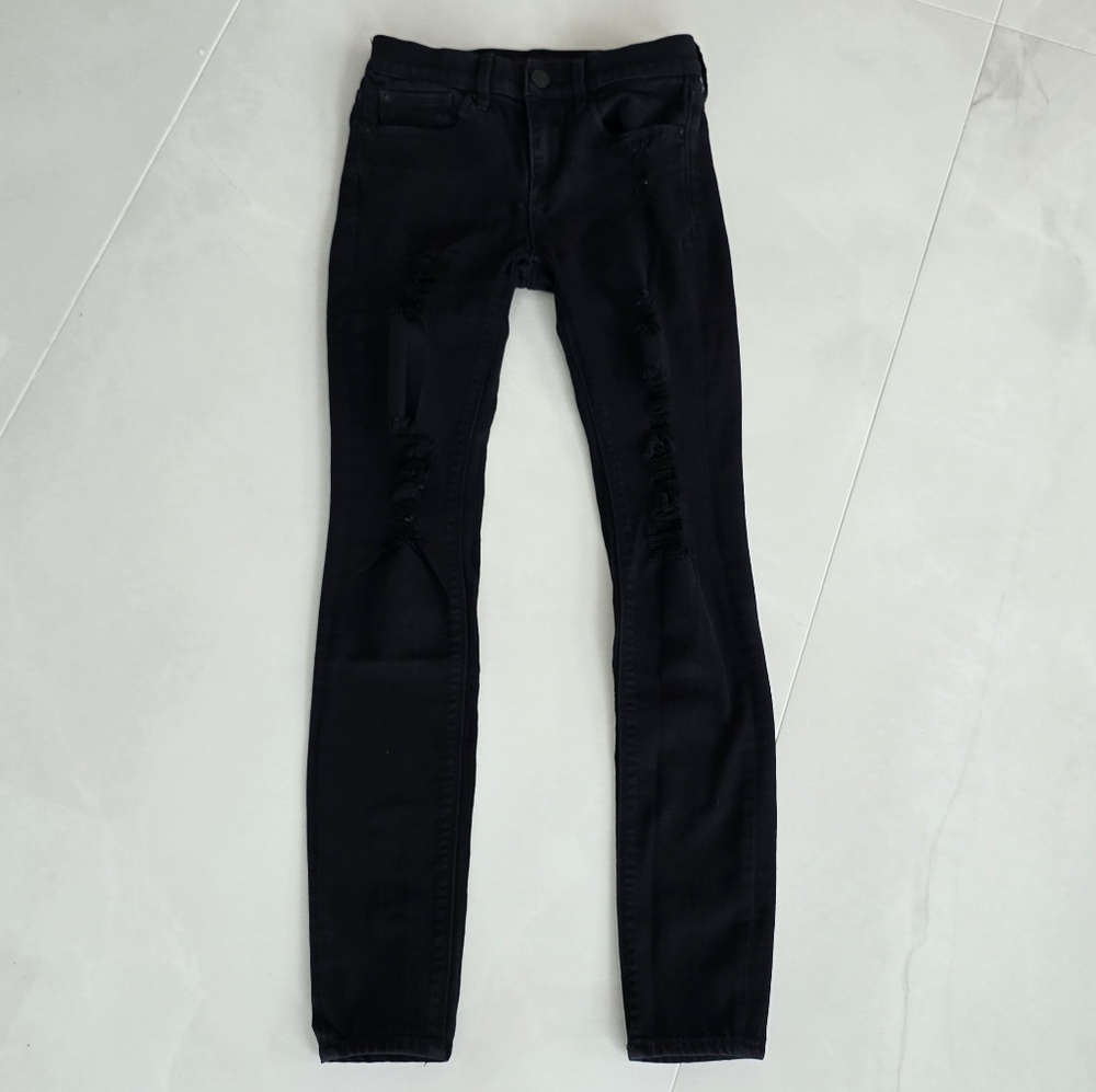 Express Distressed Mid-Rise Black Denim Leggings - Size 00